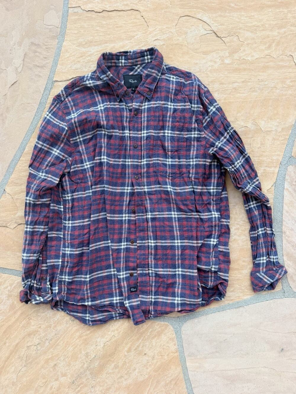 Rails Shirt Mens XL Red Navy Plaid Felix Flannel Long Sleeve Button Up